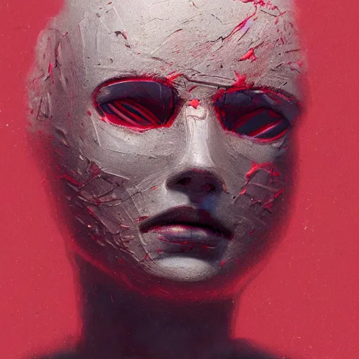 Image similar to abstract cloth covering a face loosely, sad, highly detailed, modern, digital art, red color, unreal engine, photorealism, cinematic lighting, 8k photorealistic, dramatic, trending on artstation, by Greg Rutkowski