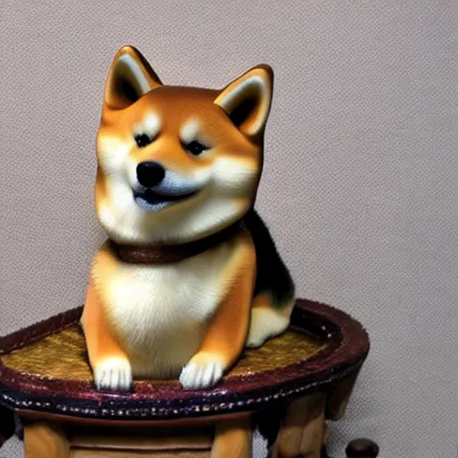 Prompt: a shiba inu sitting on a medieval throne