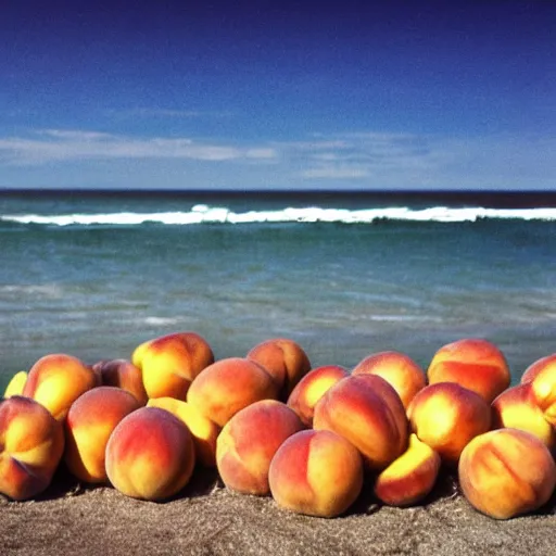 Image similar to walking on the beaches looking at the peaches in the style of SKA