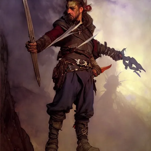 Image similar to highly detailed portrait of a poor rogue in the form of a beautiful male halfling. d & d. art by donato giancola, eugene delacroix, ruan jia, carl larsson, peter mohrbacher. trending on artstation, intricate details, energetic composition, concept art, illustration, elegant art, global illumination