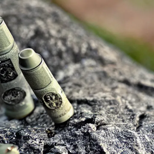 Image similar to 5. 5 6 nato cartridge sitting on a rock