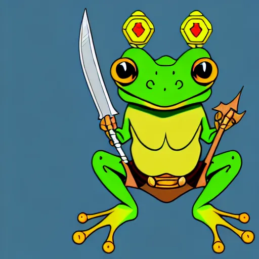 Image similar to digital illustration of a frog warrior, in the style of nintendo and d & d character art, highly detailed, sharp focus, 4 k