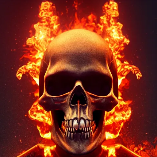 Image similar to hell raiser, field of view, depth of field, artstation, unreal 5, octane render, backlight, vfx, flames, symmetrical features, manic, true to character, epic, motorcycle, movie star, skull, - w 8 3 2