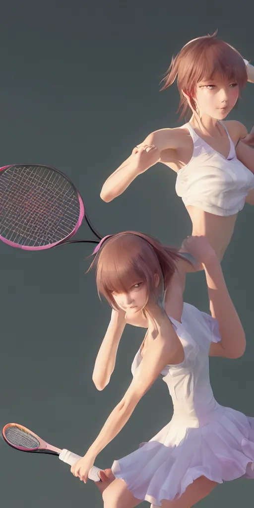 Prompt: a beautiful young elegant girl playing tennis, with a close-up of the upper body,Japanese anime style, gorgeous atmosphere, full of details, matte painting, concept art, smooth, by Shinkai Makoto and Ina Wong and wlop ，trending on cgsociety and artstation，8kHDR，light effect