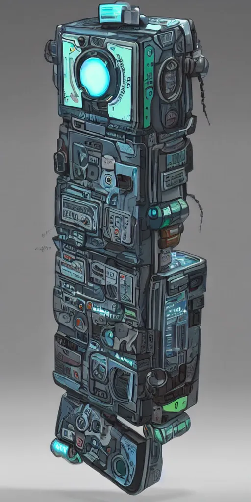 Image similar to an extremely complex and advanced cyberpunk gameboy, style of Aperture Science