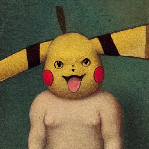 Prompt: 19th century portrait of Pikachu