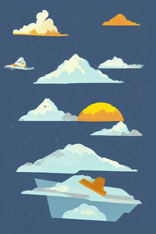 Prompt: airplane mountain flat vector illustration digital art trending on artstation