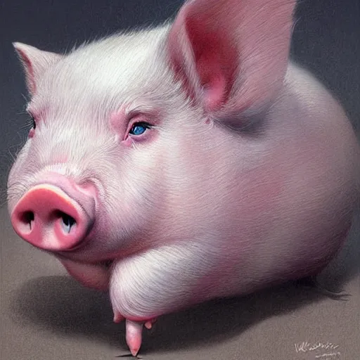 Prompt: the happiest fat little pig in the world, amazing digital art, the greatest achievement of mankind's art world, stunningly detailed and beautiful digital painting. digital art, digital painting, by wlop, by brom