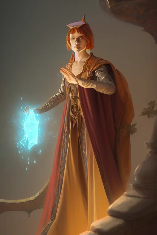 Prompt: a portrait of an arcane sorcerer, illustration, soft lighting, soft details, painting oil on canvas by Edmund Blair Leighton and Charlie Bowater octane render trending on artstation d&d characters, 4k, 8k, HD