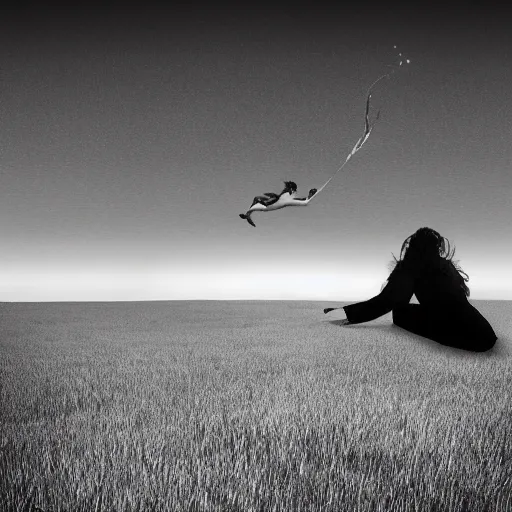 Image similar to surreal dream, award winning black and white photography