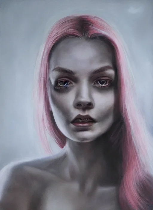 Image similar to hyper realistic, portrait, close - up, moon, dark witch, painting by ansell, mary jane, smooth, sharp focus