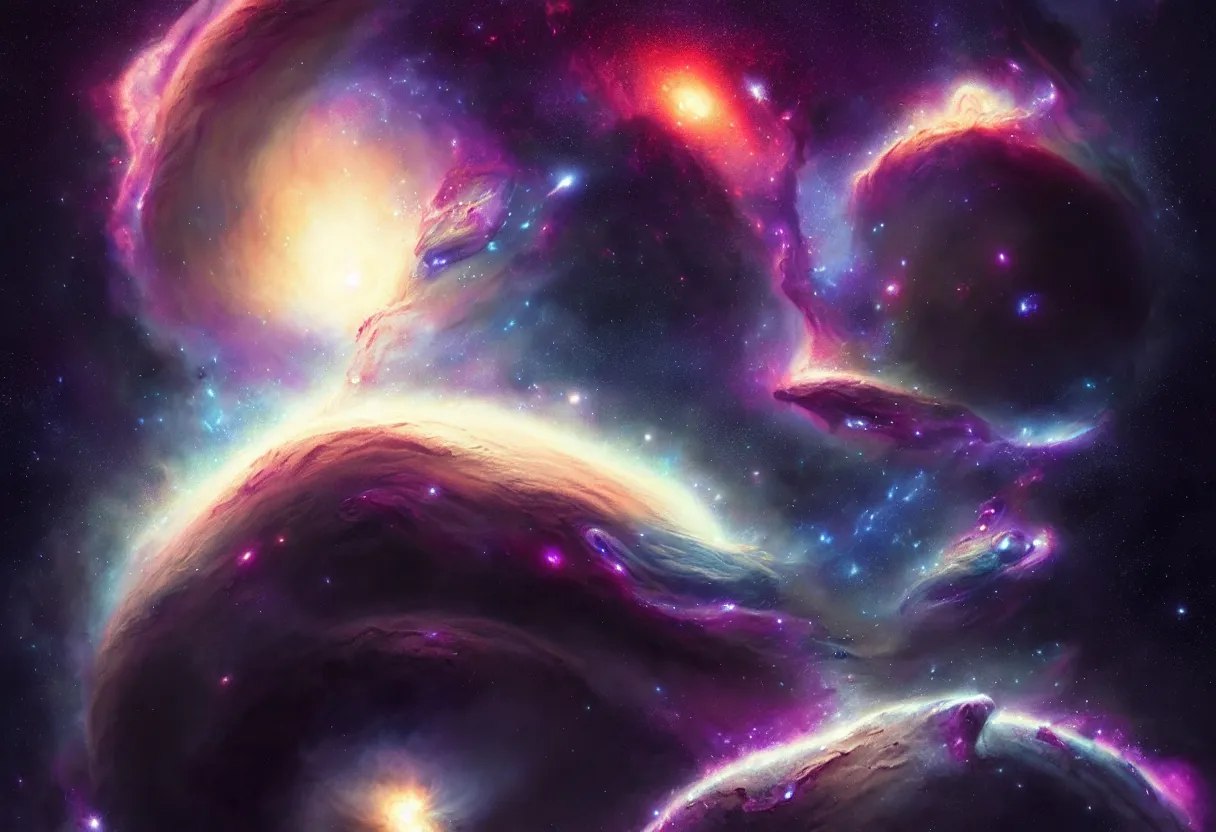 Image similar to beautiful render, deep space nebula with gas giants and many stars, galaxies and planets, fantasy, intricate, elegant, highly detailed, digital painting, artstation, concept art, smooth, sharp focus, octane render, dramatic lighting, art by artgerm and greg rutkowski and alphonse mucha and wlop