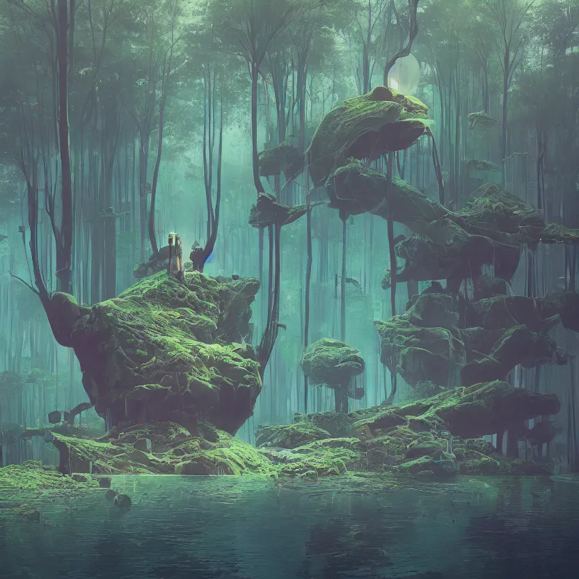 Image similar to the submerging wisdom in the ecosystem acrylic painting by Beeple and CGSociety