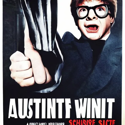 Image similar to austin powers in schindlers list, movie poster, 1 9 9 0