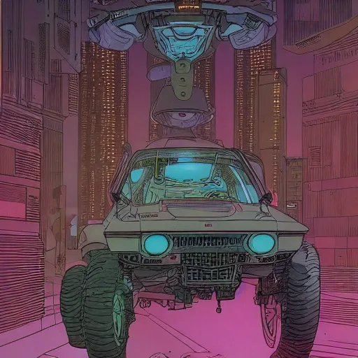 Image similar to Ghost in the machine by Moebius, cyberpunk, masterpiece