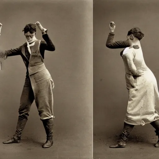 Prompt: eadweard muybridge series of photographs of a person dabbing