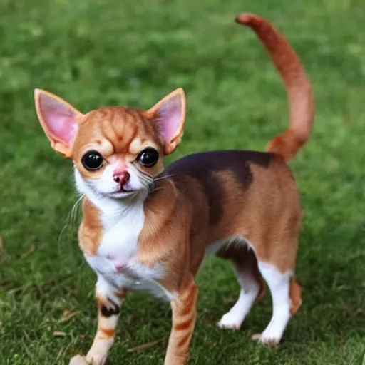 Image similar to a cat-chihuahua hybrid