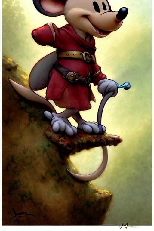 Image similar to adventurer ( ( ( ( ( anthropomorphic disney fantasy mouse king. muted colors. ) ) ) ) ) by jean baptiste monge!!!!!!!!!!!!!!!!!!!!!!!!! chrome red