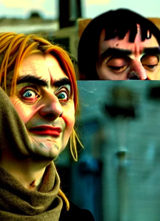 Image similar to mr. bean as kate winslet's character in eternal sunshine of the spotless mind