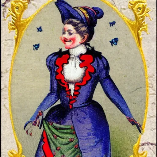 Prompt: fancy victorian cards jester