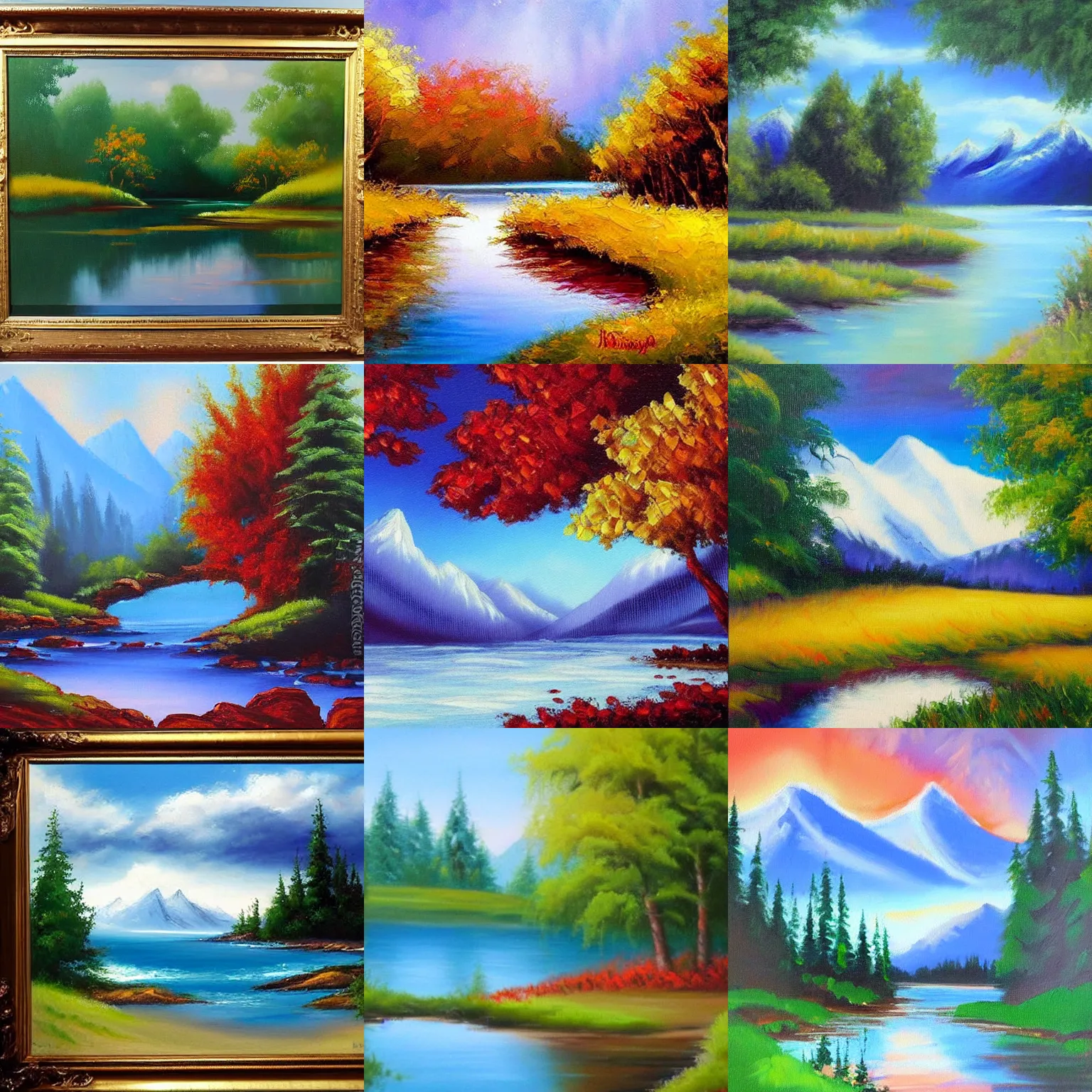 Prompt: a beautiful oil painting happy accident by bob ross, detailed, award - winning art