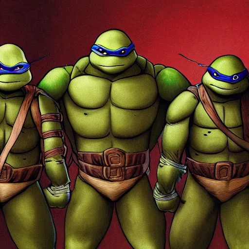 Prompt: teenage mutant ninja turtles by leonardo davinci