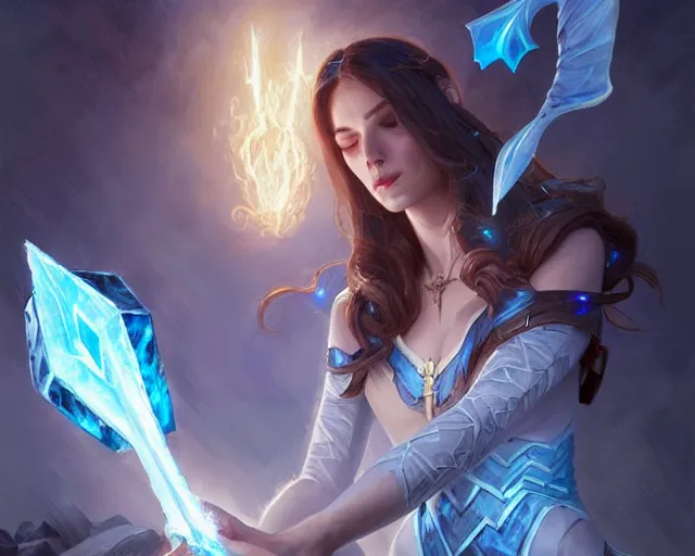 Prompt: mage casting ice bolt, deep focus, d & d, fantasy, intricate, elegant, highly detailed, digital painting, artstation, concept art, matte, sharp focus, illustration, hearthstone, art by artgerm and greg rutkowski and alphonse mucha