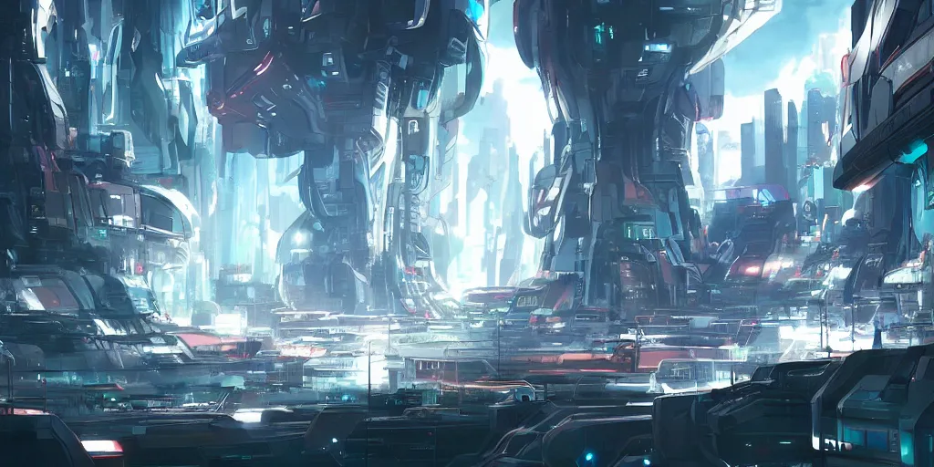 Image similar to A scifi futuristic city, anime style, artstation