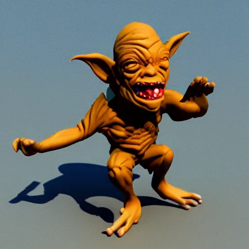 Prompt: goblin being tossed like a football, 3d render