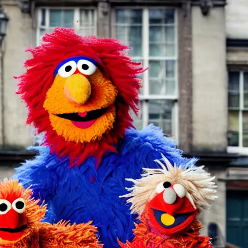 Image similar to boris johnson as a sesame street character, 4 k, hyper realistic, dslr, high resolution, landscape, beautiful