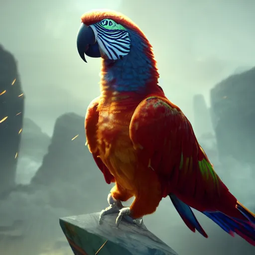 Prompt: Parrot ,cinematic shot, epic, volumetric lighting, made by Stanley Artgerm Lau, WLOP, Rossdraws, ArtStation, CGSociety, concept art, cgsociety, octane render, trending on artstation, artstationHD, artstationHQ, unreal engine, 4k, 8k,