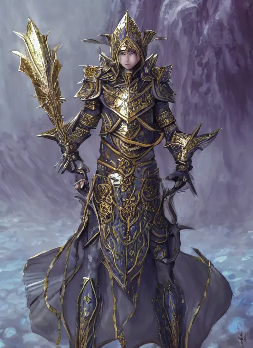 Image similar to an anime portrait of a knightly merfolk from magic the gathering wearing a ornate detailed armor and an atlantean crown, from skyrim, by stanley artgerm lau, wlop, rossdraws, james jean, andrei riabovitchev, marc simonetti, and sakimichan, trending on artstation