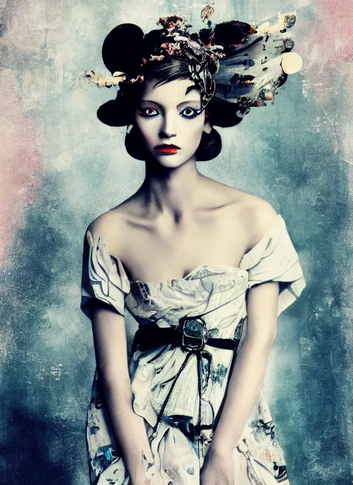 Prompt: covergirl portrait photo by Paolo Roversi, Vogue, geisha style, poster, 8k, ultra detailed digital art