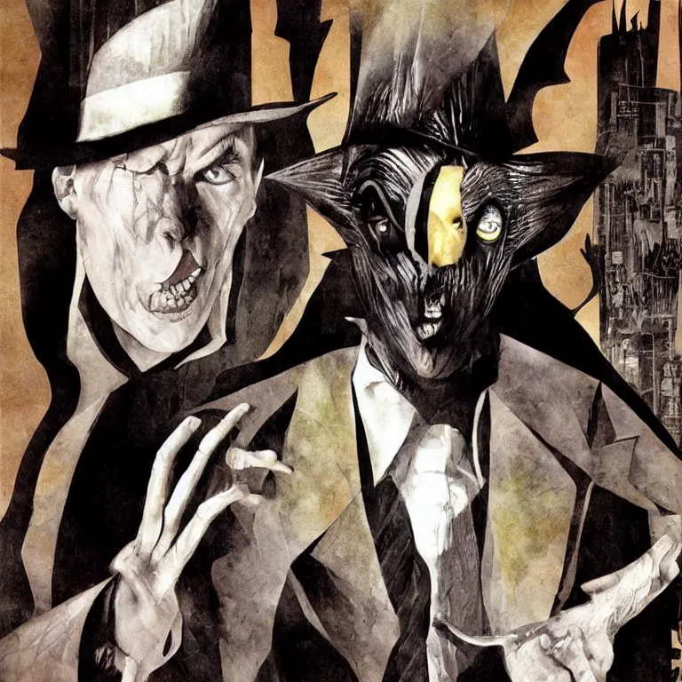 Prompt: Michael Keaton Beetlejuice by Dave McKean