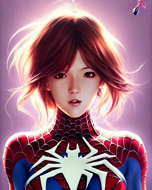 Prompt: portrait Anime Spiderman girl cute-fine-face, pretty face, realistic shaded Perfect face, fine details. Anime. realistic shaded lighting by katsuhiro otomo ghost-in-the-shell, magali villeneuve, artgerm, rutkowski Jeremy Lipkin and Giuseppe Dangelico Pino and Michael Garmash and Rob Rey