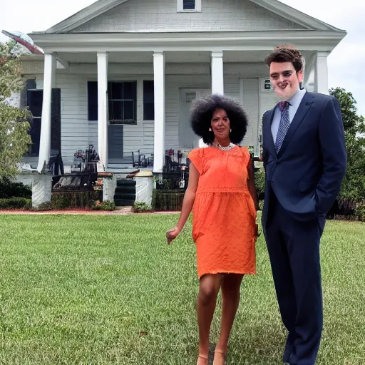 Prompt: american gothic with marjorie taylor green and matt gaetz,