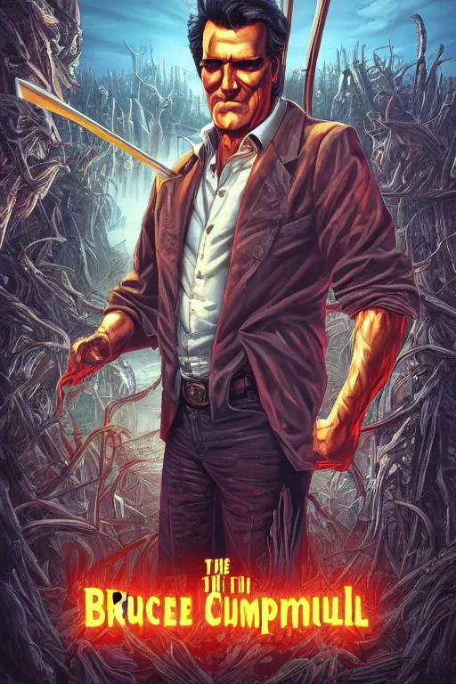 Image similar to the second coming of bruce campbell, by dan mumford, yusuke murata, makoto shinkai, ross tran, cosmic, heavenly, god rays, intricate detail, cinematic, 8 k, cel shaded, unreal engine, featured on artstation, pixiv