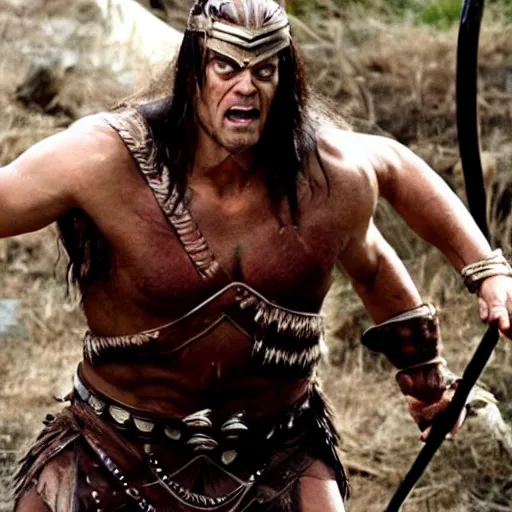 Prompt: dwight shrute as conan the barbarian