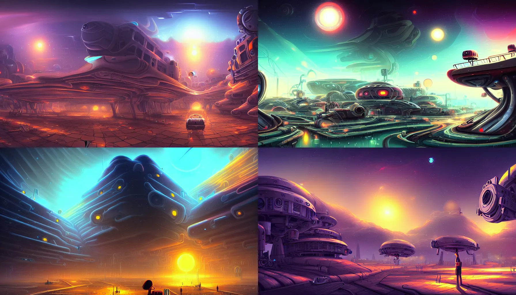Prompt: machine city on a distant planet by cyril rolando, vivid, detailed, masterpiece, atmospheric, cinematic