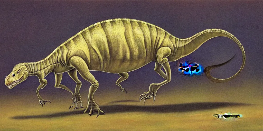 Prompt: a dinosaur animal creature by neville page, ken barthelmey