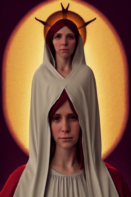 Image similar to a highly detailed and realistic photo of the virgin mary cosplay on a satansite collection, artstation, 4 k, correctly anatomy, good light