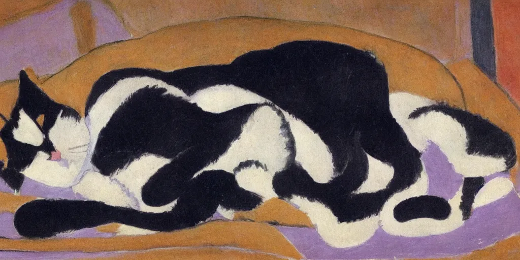 Prompt: sleeping cat by matisse