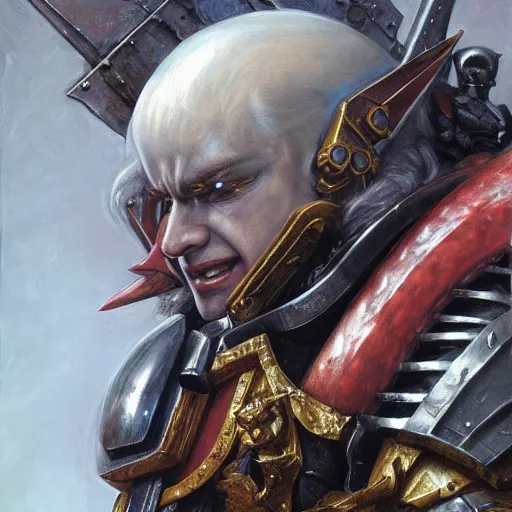 Image similar to Griffith from Berserk as a space marine Primarch, warhammer 40k, closeup character portrait art by Donato Giancola, Craig Mullins, digital art, trending on artstation