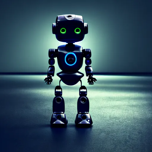 Image similar to a cute little robot. super realistic 8 k render of a dark hooded powerful elegant, cinematic composition