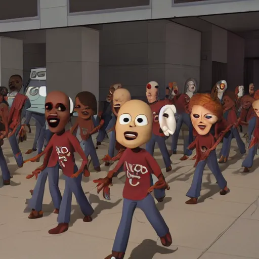 Prompt: dawn of the dead Pixar film stills