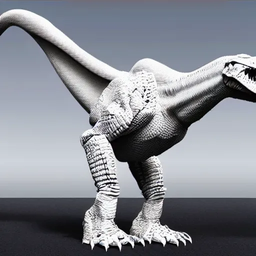 Prompt: white robot t - rex designed by apple.