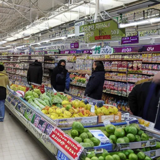 Image similar to Vladimir Putin Super Market, 8k, journalistic photo