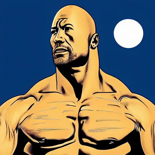 Image similar to “ dwayne johnson retro minimalist portrait by jean giraud, moebius starwatcher comic, 8 k ”