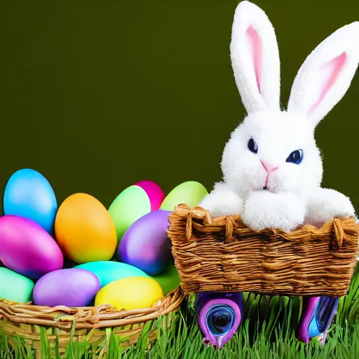 Image similar to easter bunny riding a convertible, studio photo, high quality