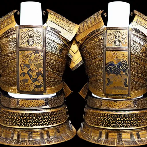 Image similar to gilded samurai armor set ornate intricate design in the style of aoi matsuri